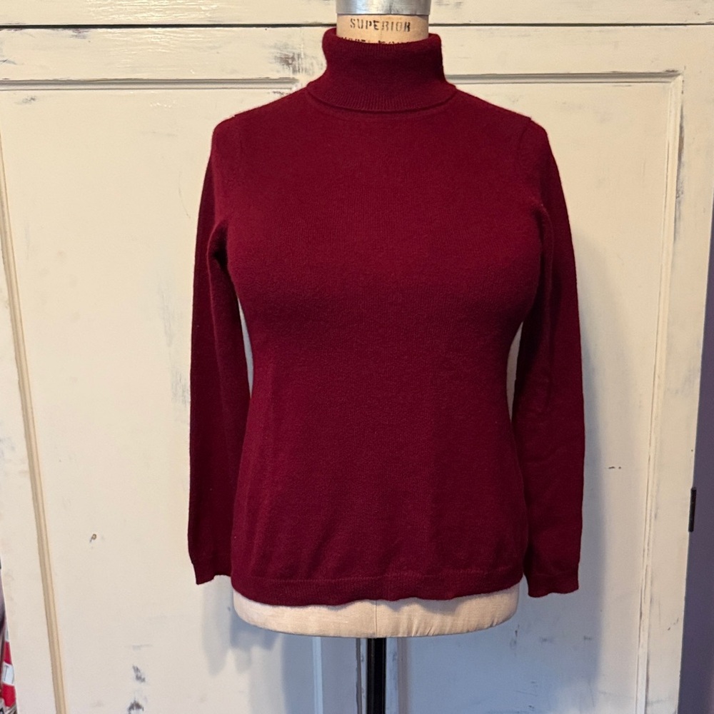 NWT Charter Club Cashmere Rich Burgundy Turtleneck Sweater